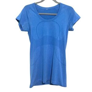 Lululemon Top 8 Swiftly Tech Short Sleeve Scoop Blue Heathered Pipe Dream Run
